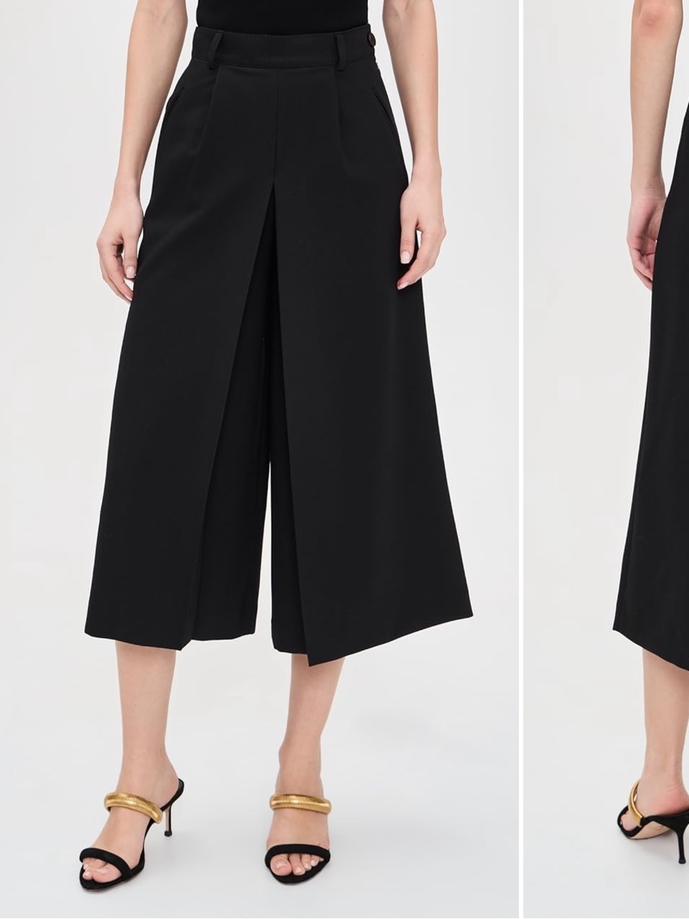 Favorite Daughter Black Wide-Leg Pleated Culotte Pants